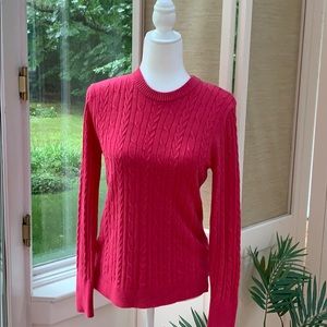 A New Day Pink Sweater, Dark Pink Cable Knit Sweater, Classic Sweater, Preppy